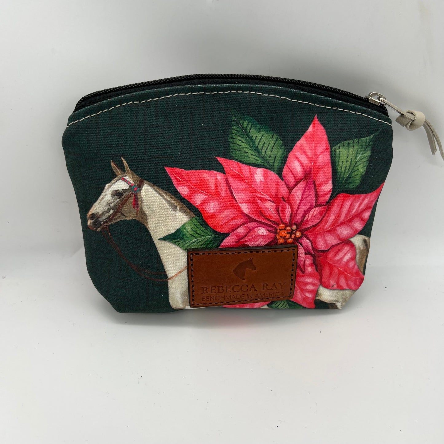 Rebecca Ray Canvas Round Top Pink Poinsettia Flower Pouch