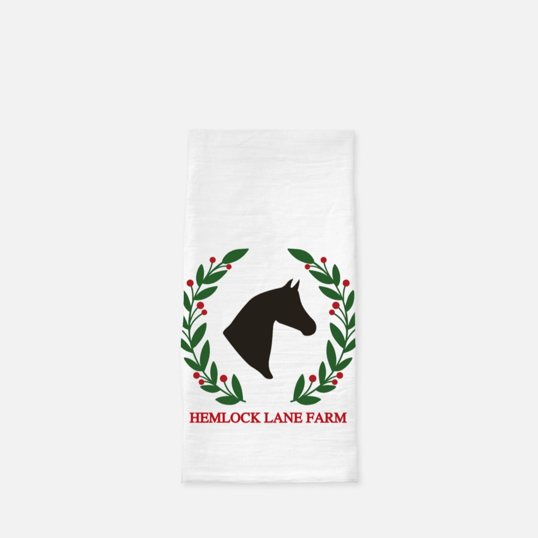 The Style of the Sporting Life™ Personalized Horse & Holiday Greenery Tea Towel Set