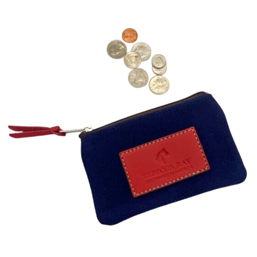 Leather Coin Purse with Zipper - Black, Brown, Red - American Chestnut