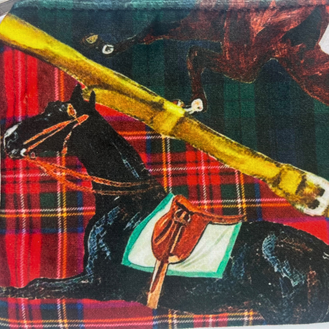 Tartan Horses Velvet Tassel Clutch Pouch - Limited Edition