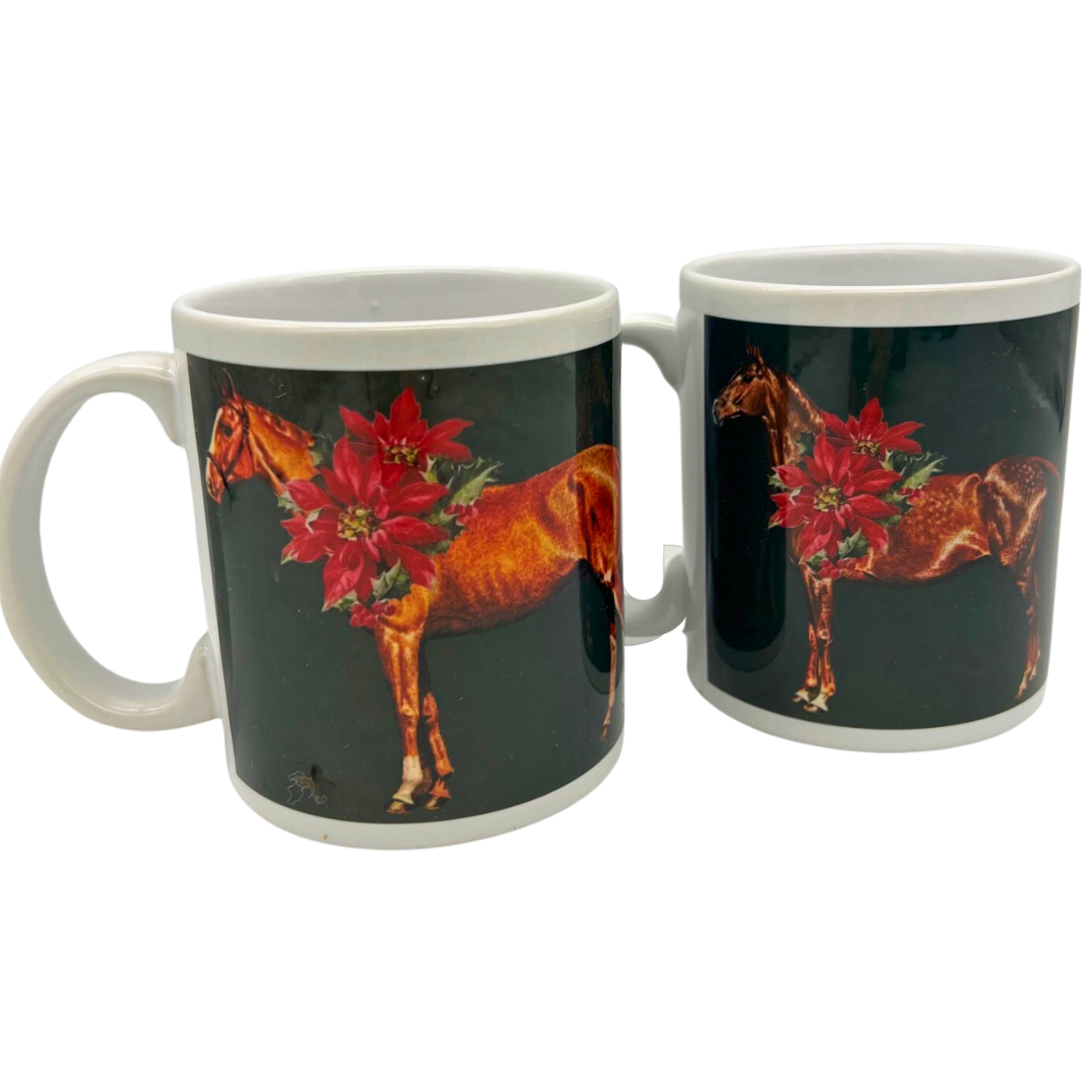 Poinsettia Horses Mug Set