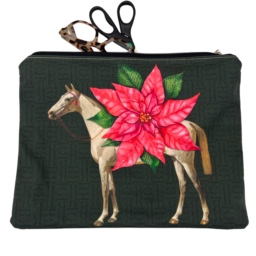 Pink Poinsettia Flower Large Pouch