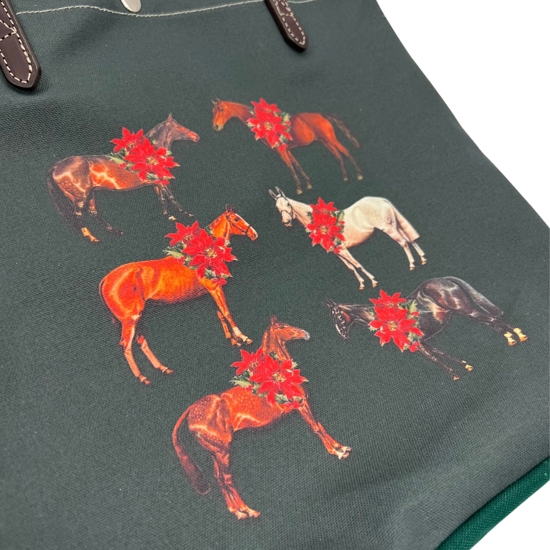 Rebecca Ray Simple Tote in Poinsettia Horses