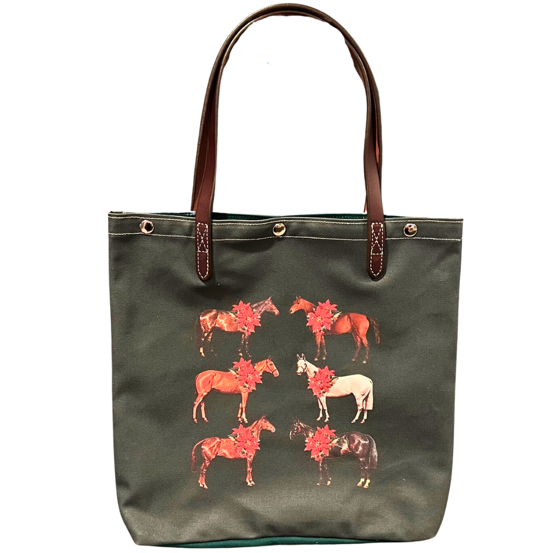 Rebecca Ray Simple Tote in Poinsettia Horses