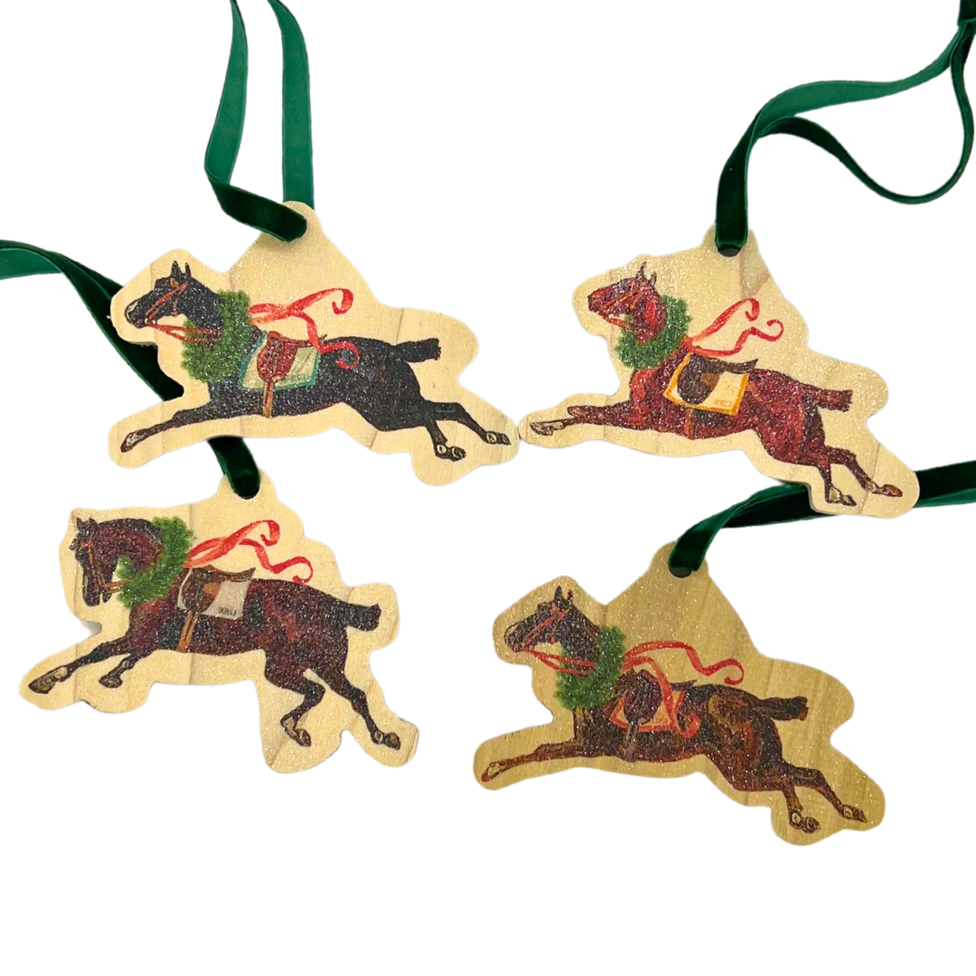 The Style of the Sporting Life™ Vintage Horses Wooden Ornament Set