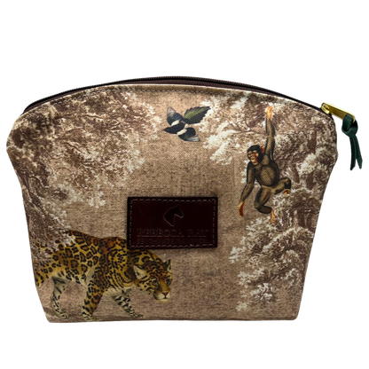 Sepia Bay Peacock Canvas Oversized Round Top Pouch