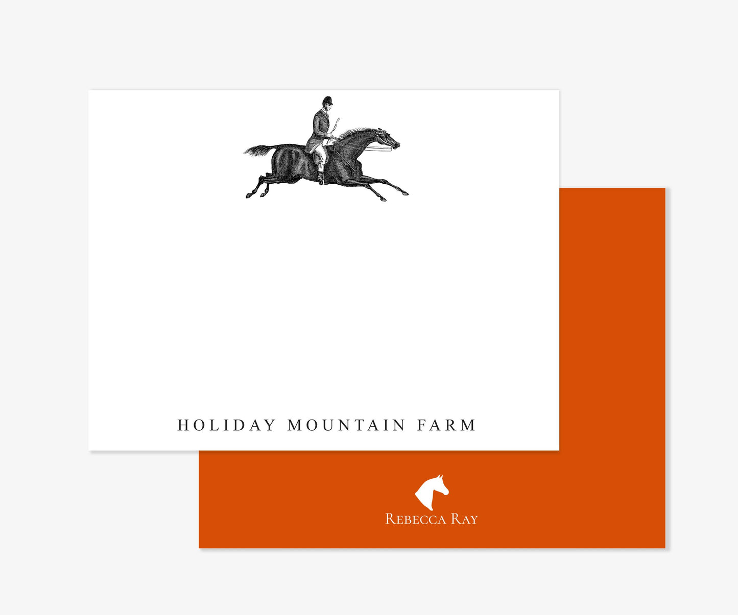 The Style of the Sporting Life™ Personalized Black and White Vintage Race Horse Correspondence Cards