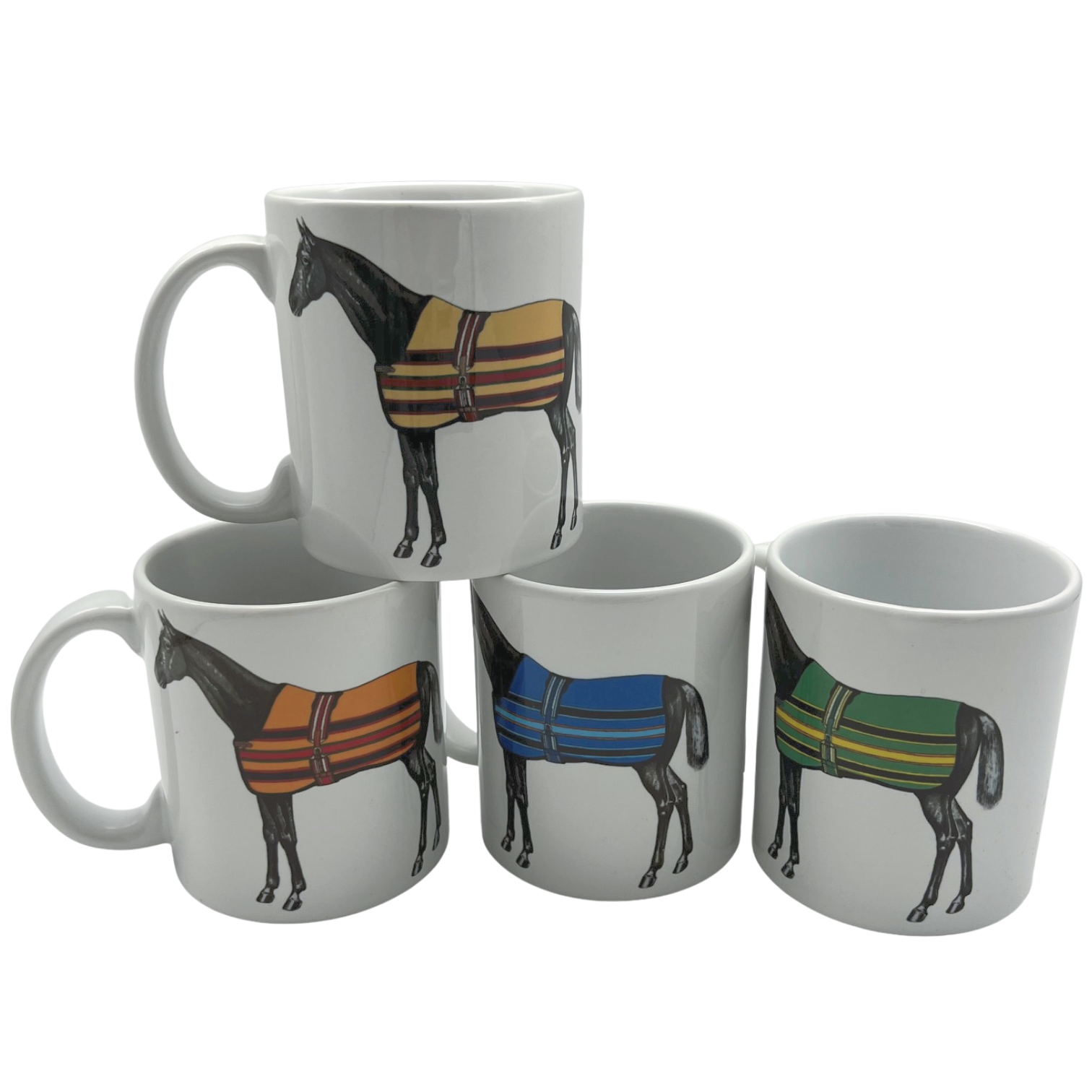 Horse Coffee Mug Set of 2 pieces 12 to 14 Oz Multicolors