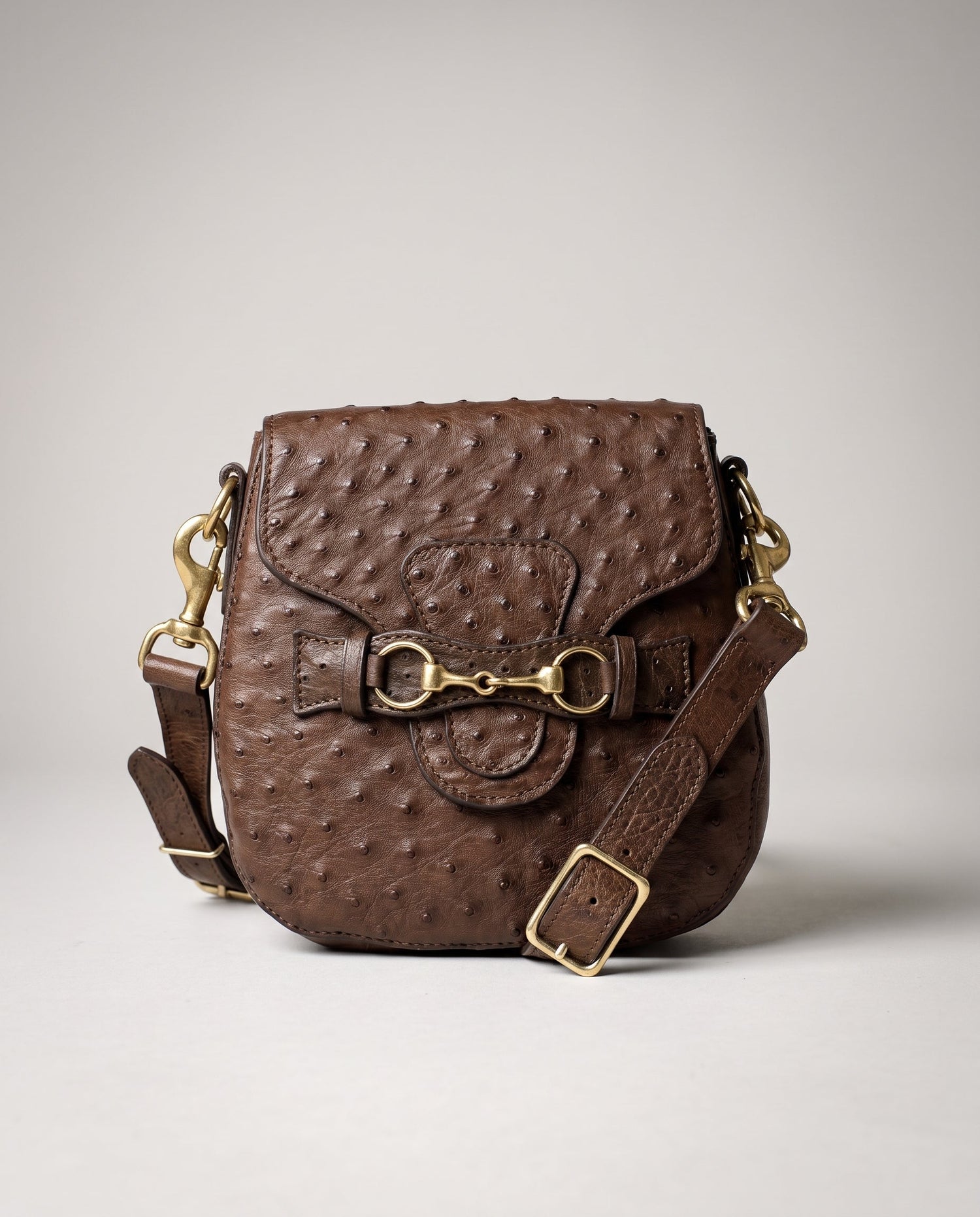 Chocolate Ostrich Blair Midsize Bag - Chocolate Ostrich