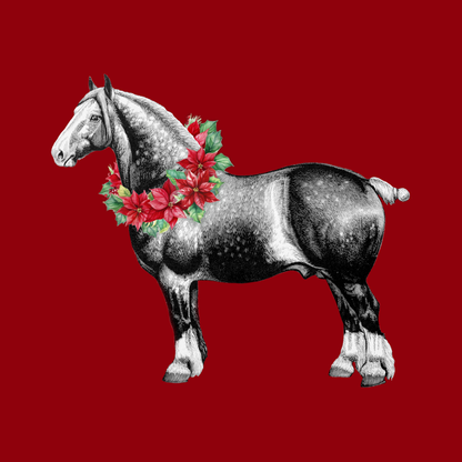 Holiday '24 Percheron with Wreath Pillow