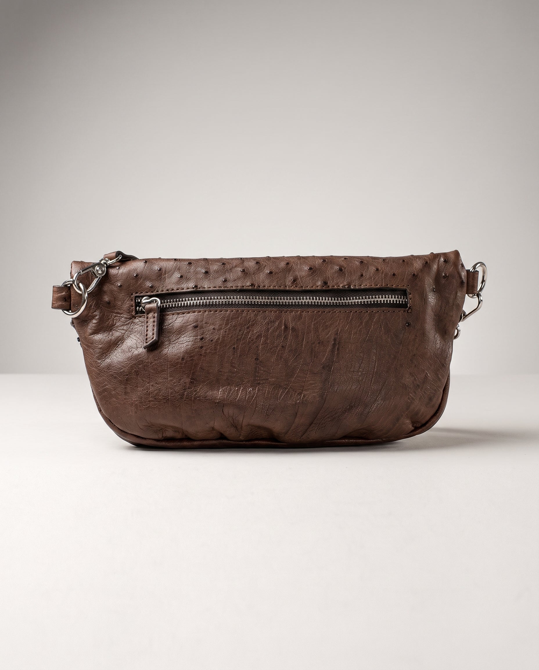 Chocolate Ostrich Alysse Sling Bag - Chocolate Ostrich