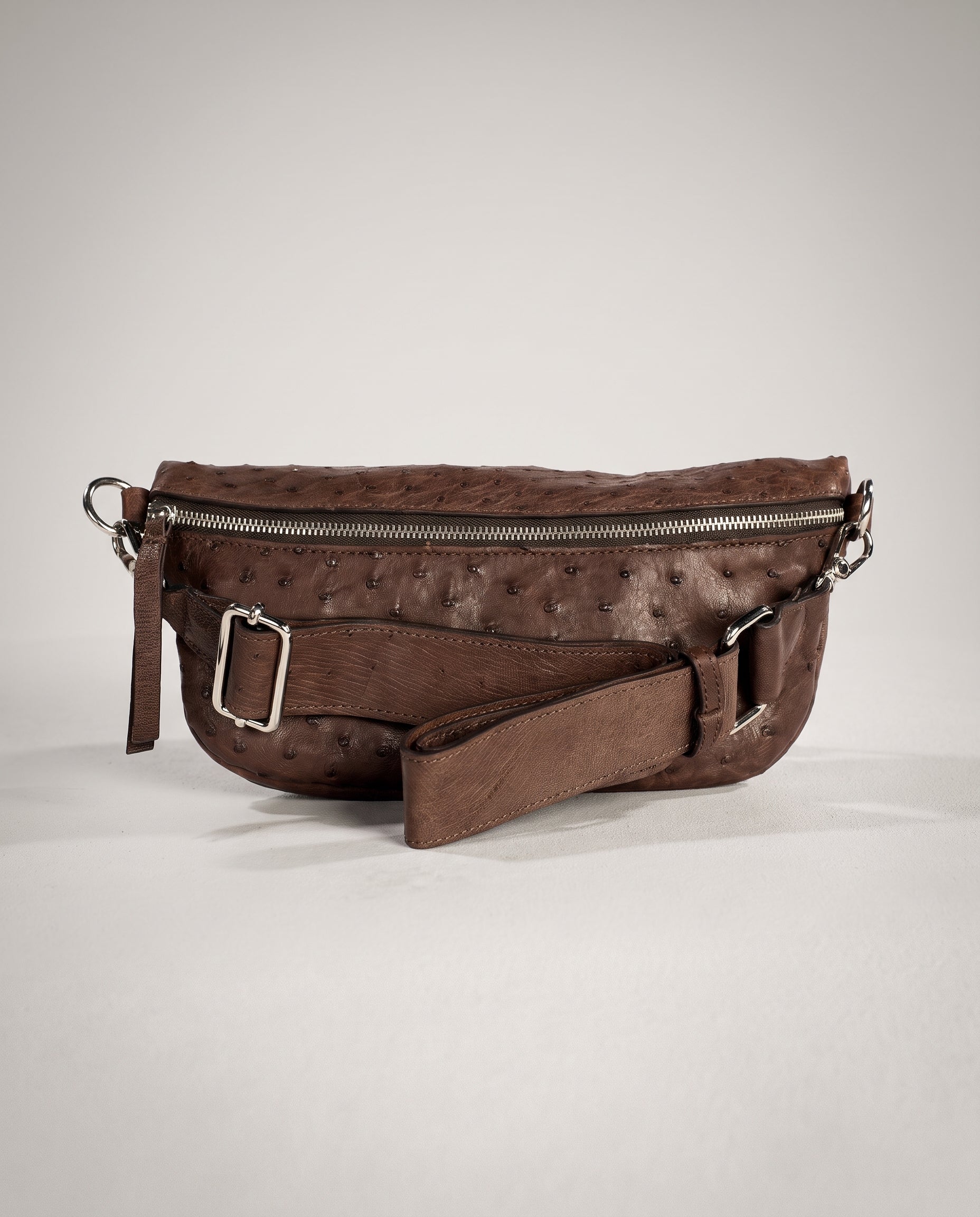 Chocolate Ostrich Alysse Sling Bag - Chocolate Ostrich