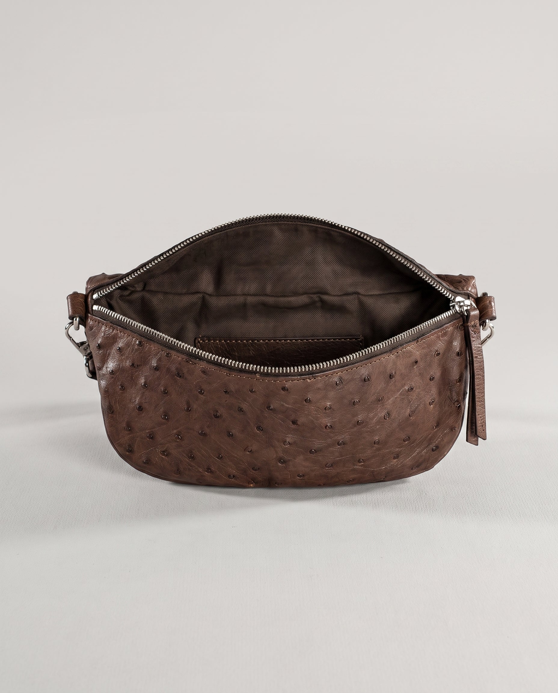 Chocolate Ostrich Alysse Sling Bag - Chocolate Ostrich