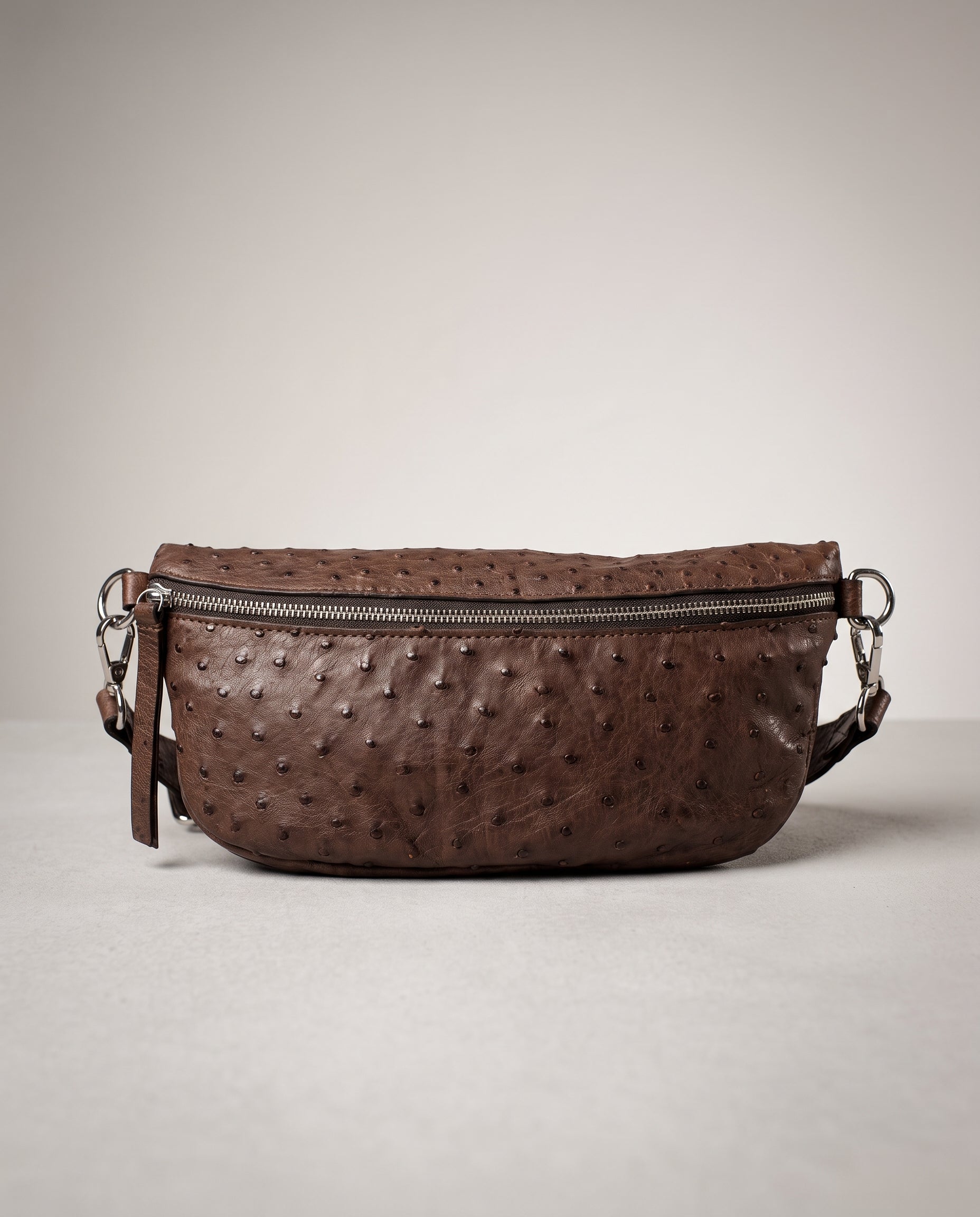 Chocolate Ostrich Alysse Sling Bag - Chocolate Ostrich