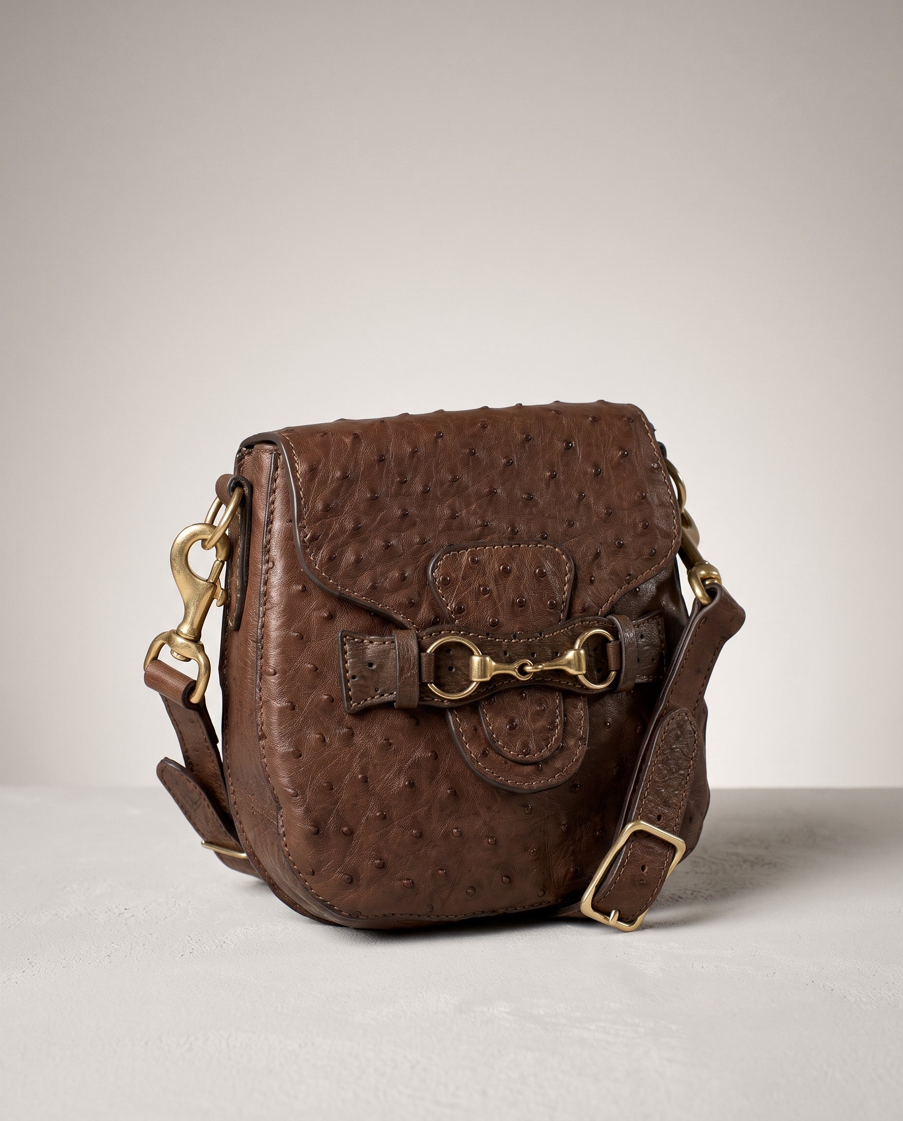 Chocolate Ostrich Blair Midsize Bag - Chocolate Ostrich