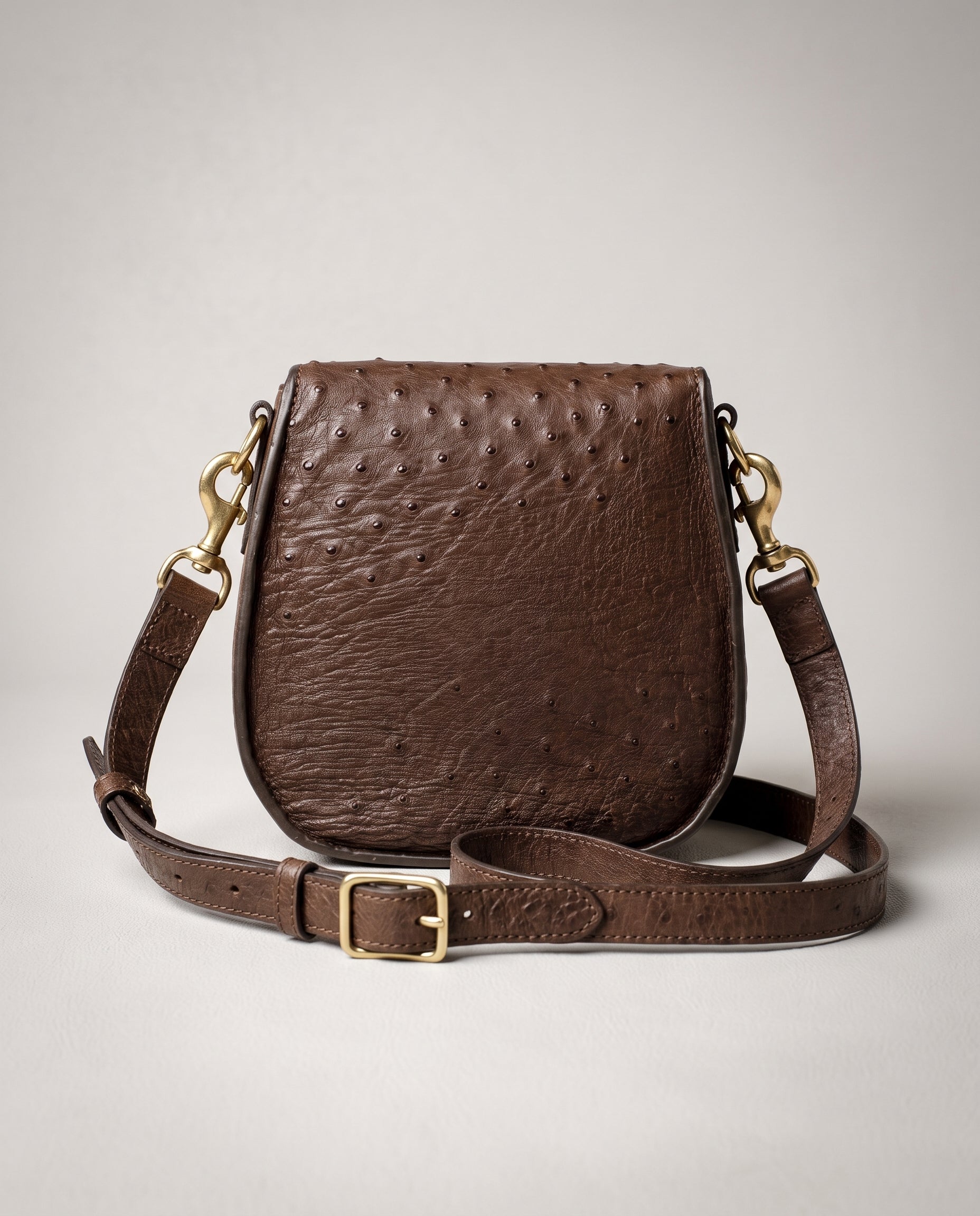 Chocolate Ostrich Blair Midsize Bag - Chocolate Ostrich