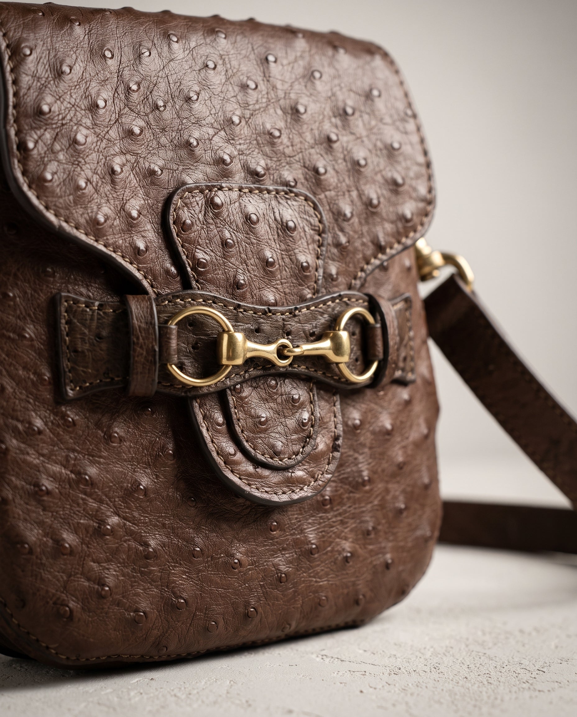 Chocolate Ostrich Blair Midsize Bag - Chocolate Ostrich
