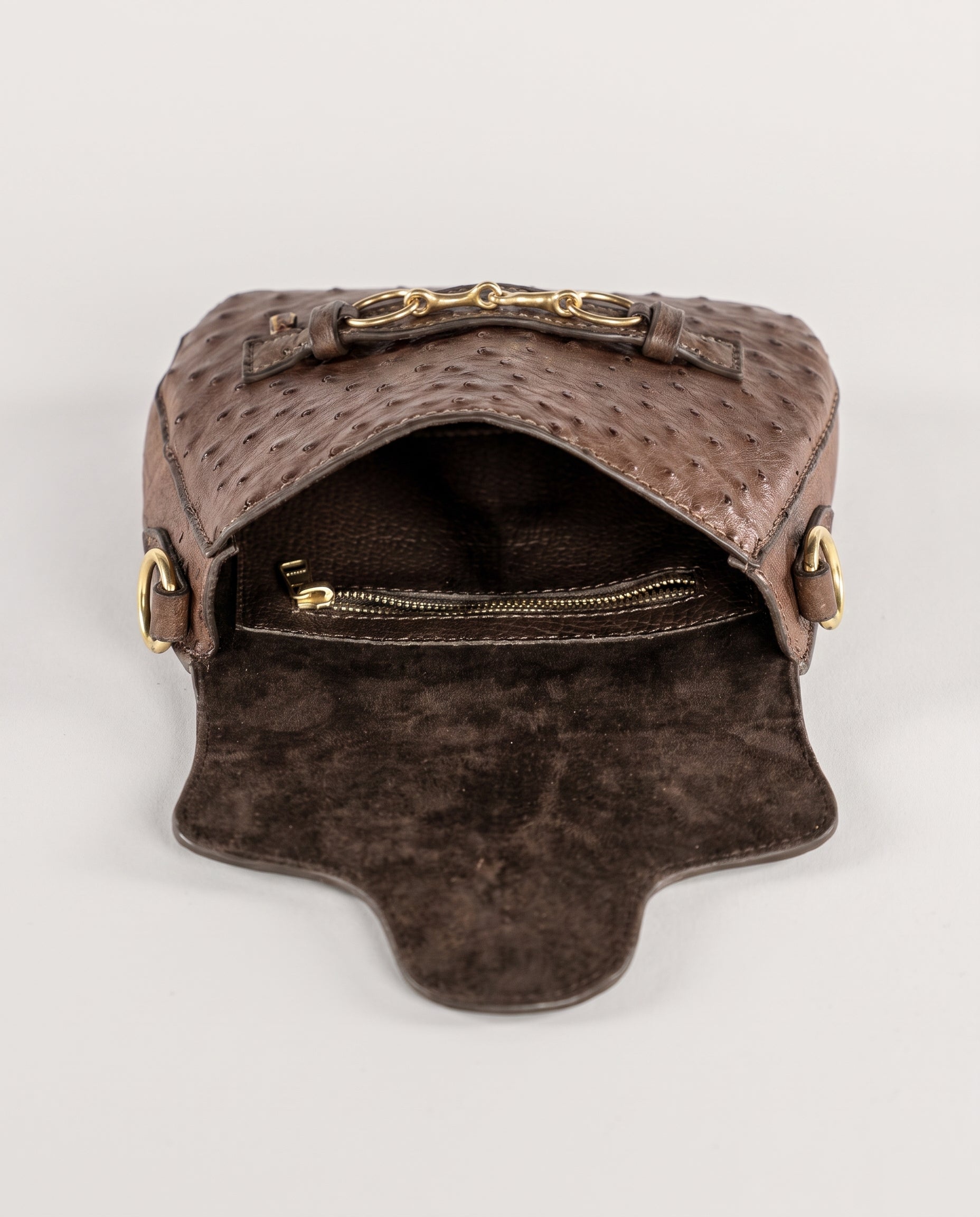 Chocolate Ostrich Blair Midsize Bag - Chocolate Ostrich