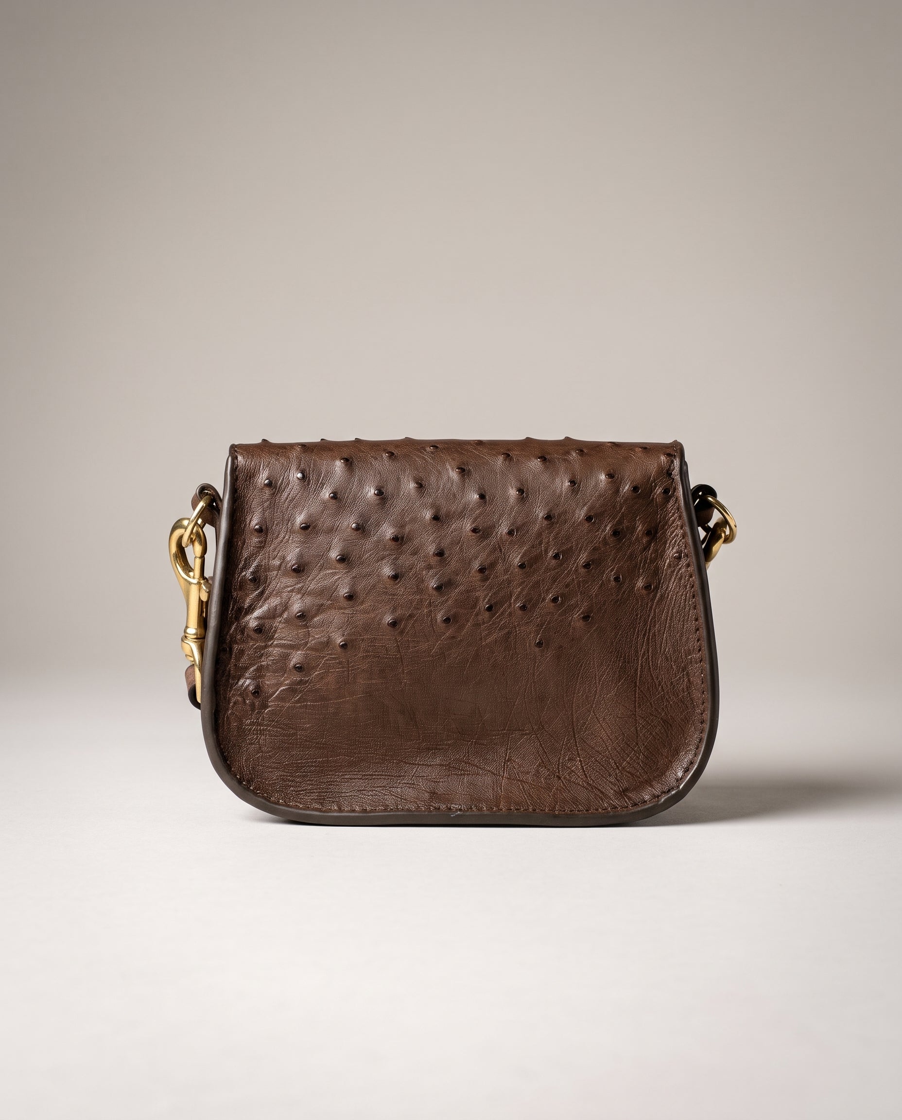 Chocolate Ostrich Blair Mini Crossbody - Chocolate Ostrich