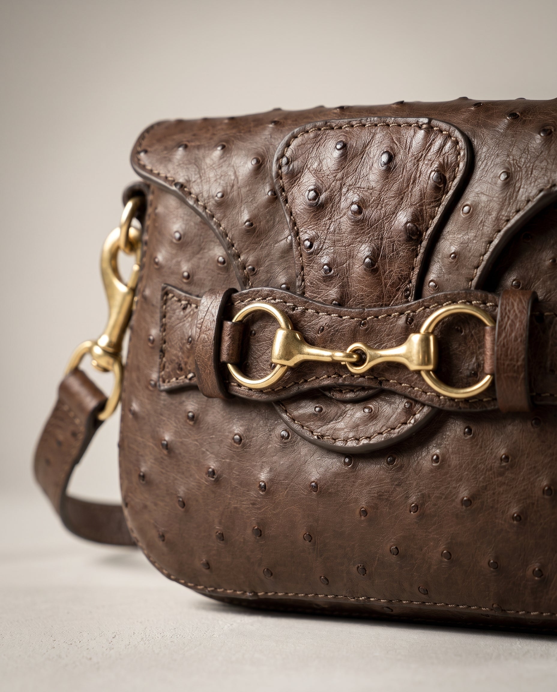 Chocolate Ostrich Blair Mini Crossbody - Chocolate Ostrich