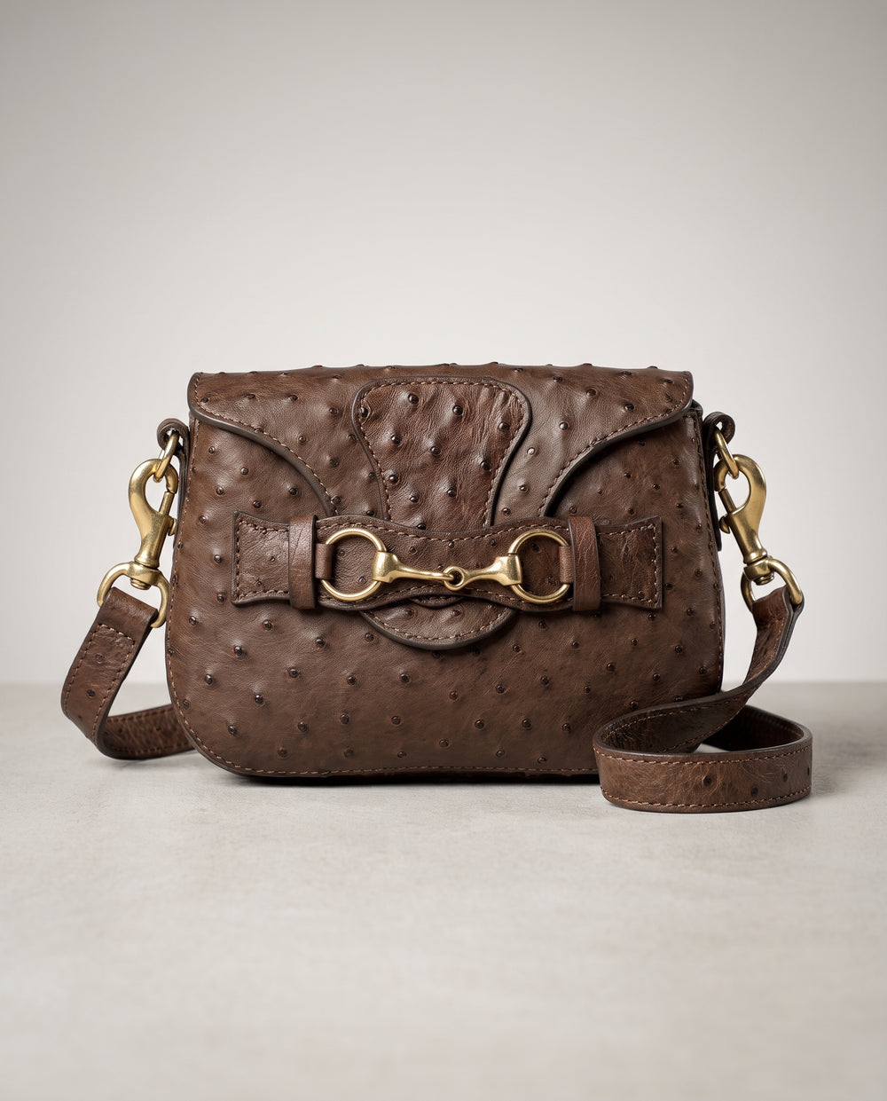 Chocolate Ostrich Blair Mini Crossbody