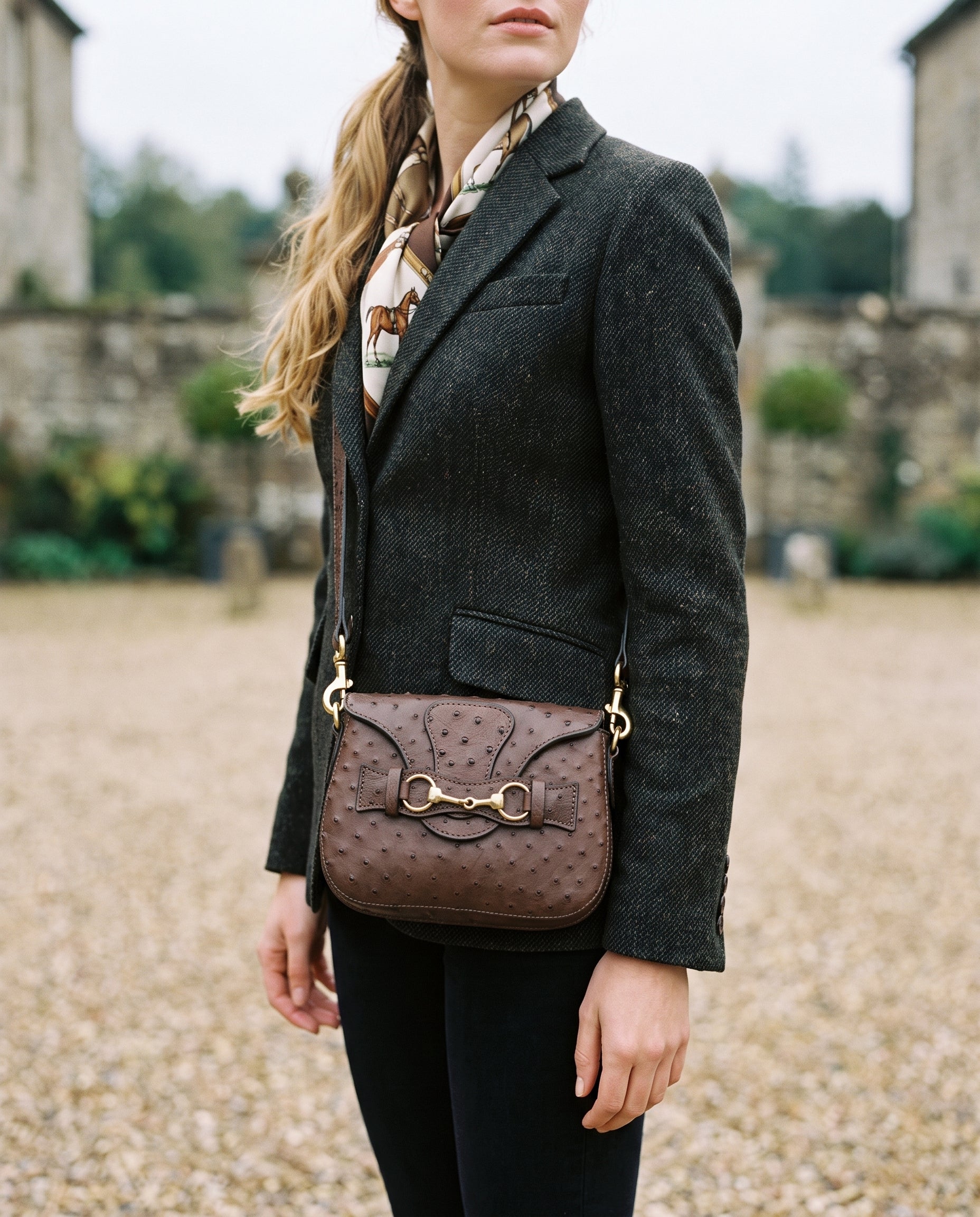Chocolate Ostrich Blair Mini Crossbody - Chocolate Ostrich