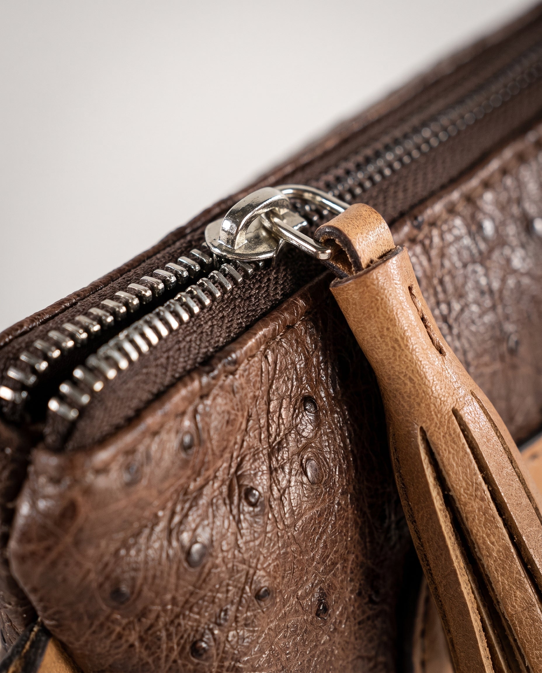 Chocolate Ostrich Bristol Mini Crossbody - Chocolate Ostrich