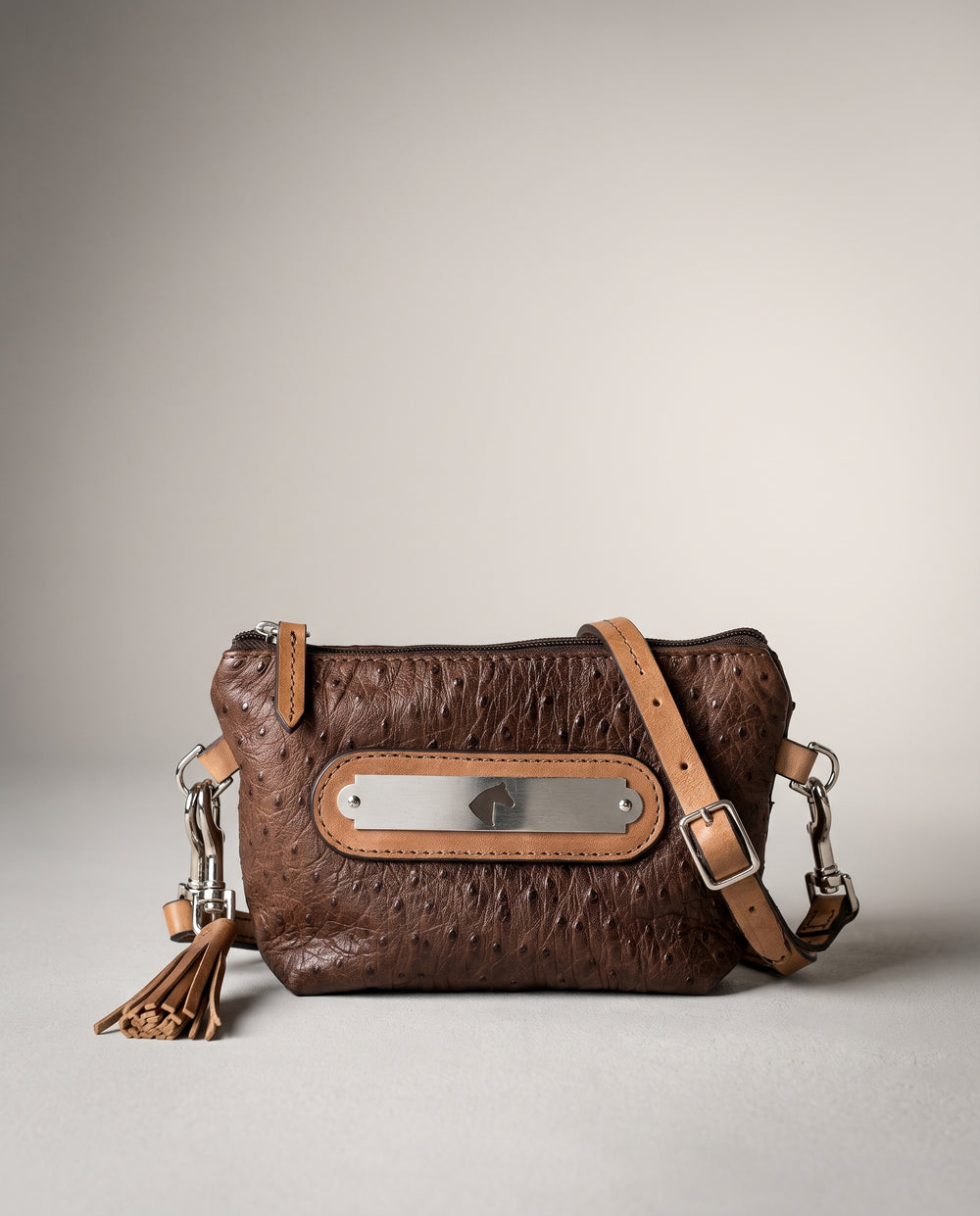 Chocolate Ostrich Bristol Mini Crossbody