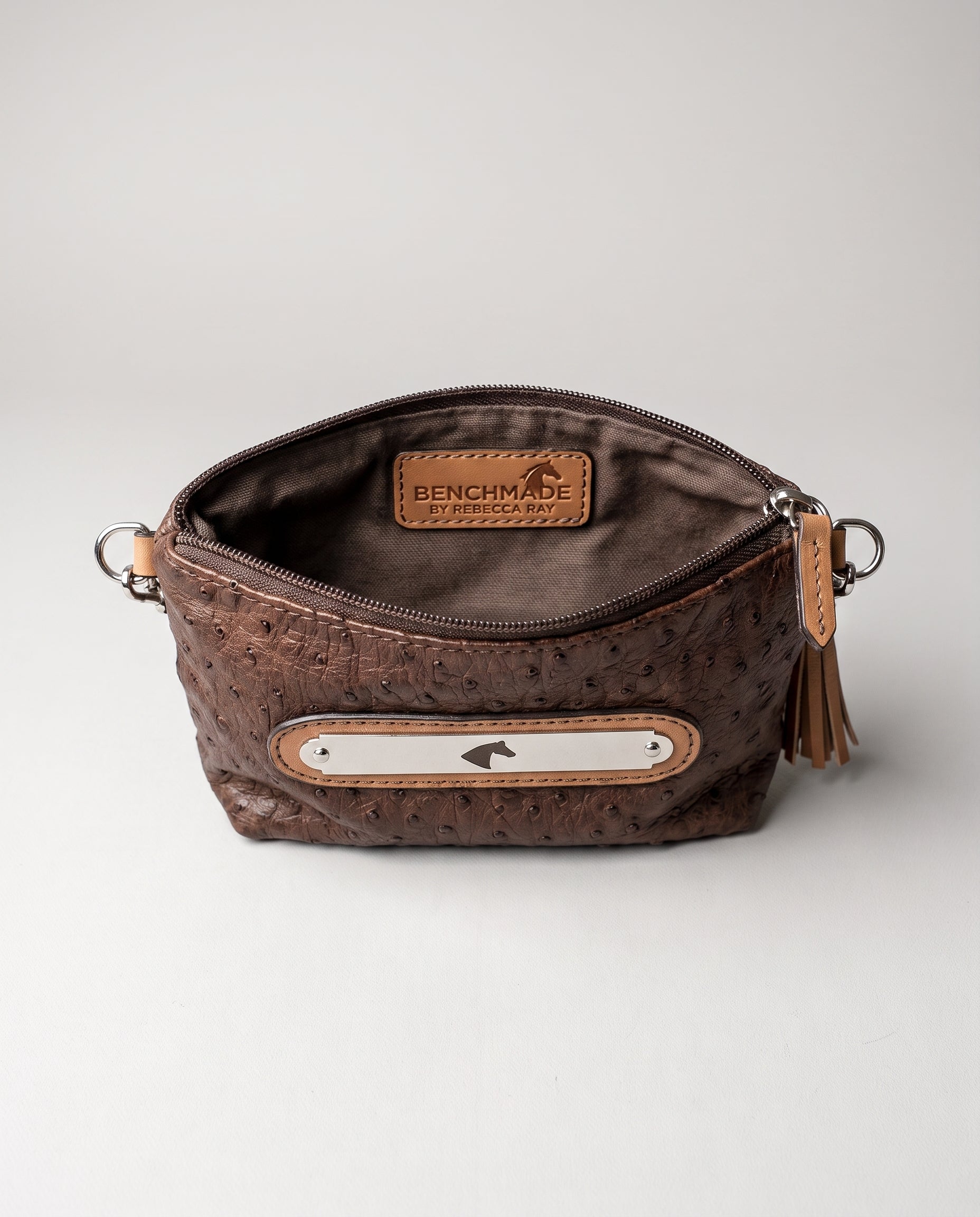 Chocolate Ostrich Bristol Mini Crossbody - Chocolate Ostrich
