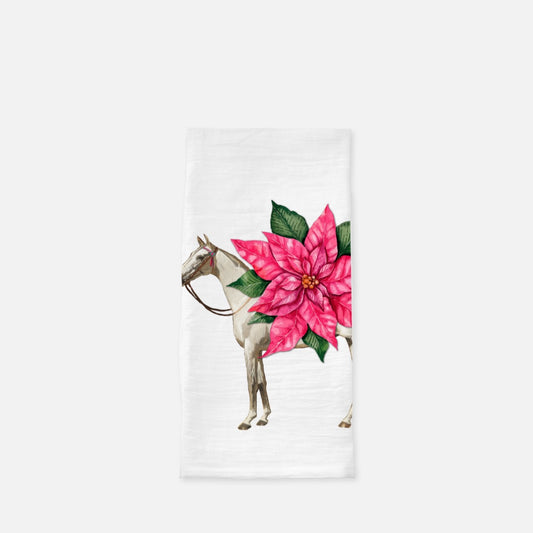 The Style of the Sporting Life™ Pink Poinsettia Flower Tea Towel- set of 2