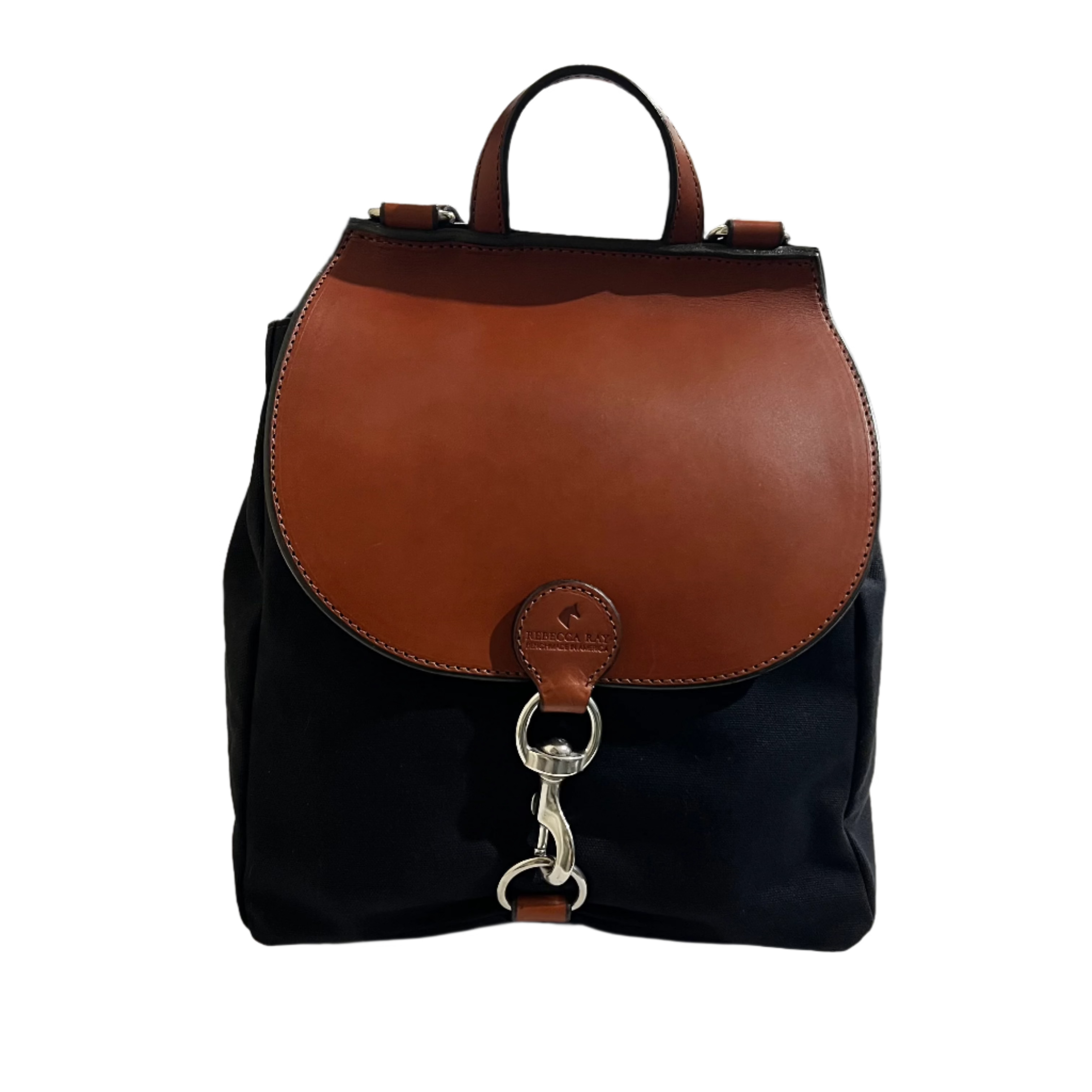 The Oxford Backpack in Black with Chestnut - Sample