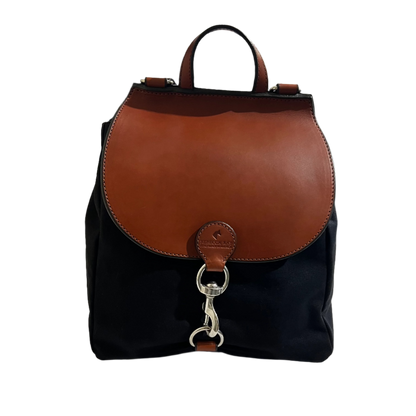 The Oxford Backpack in Black with Chestnut - Sample