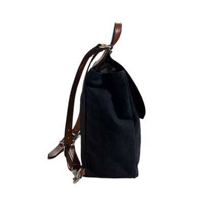 The Oxford Backpack in Black with Chestnut - Sample