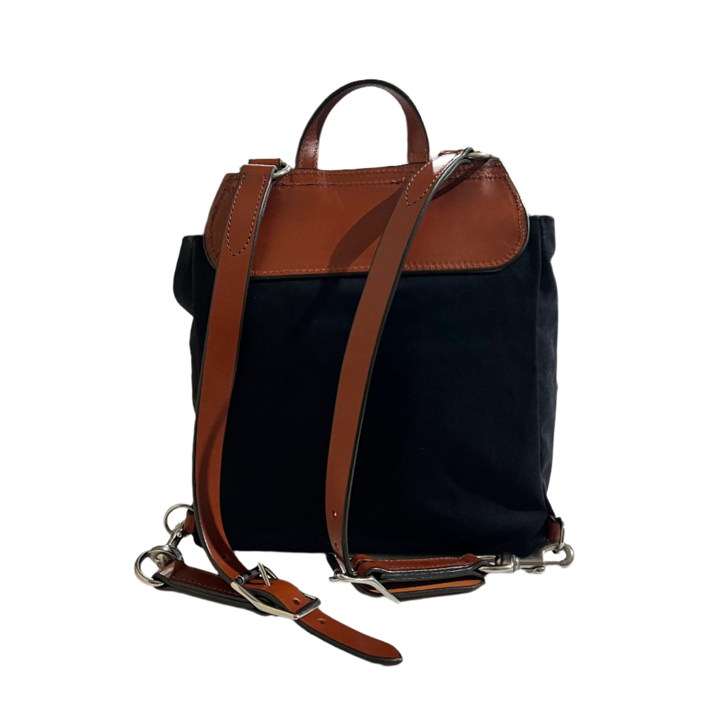 The Oxford Backpack in Black with Chestnut - Sample