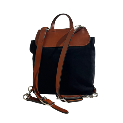 The Oxford Backpack in Black with Chestnut - Sample