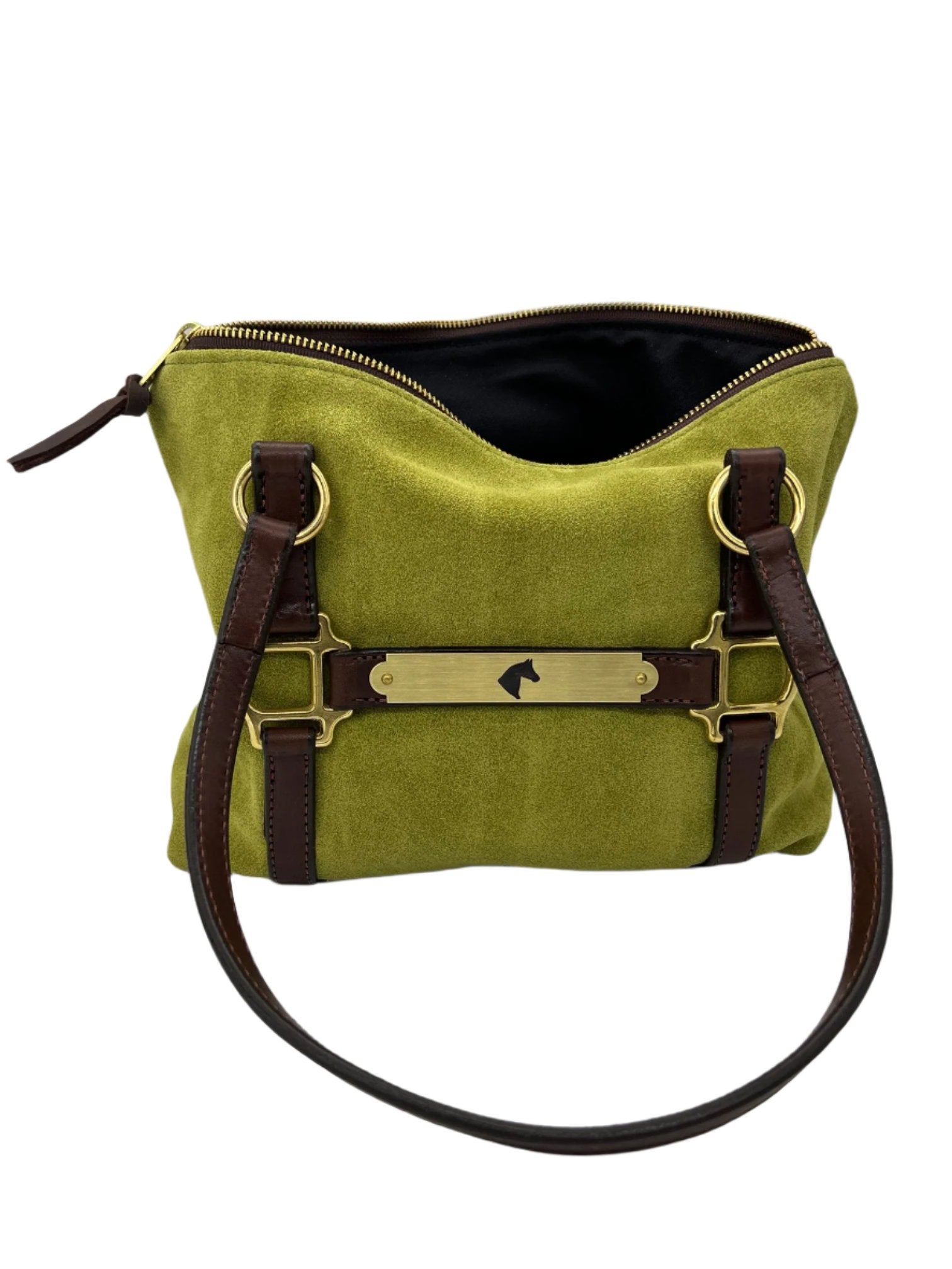 Loden with Walnut Stable Satchel in Suede - Minor Flaw