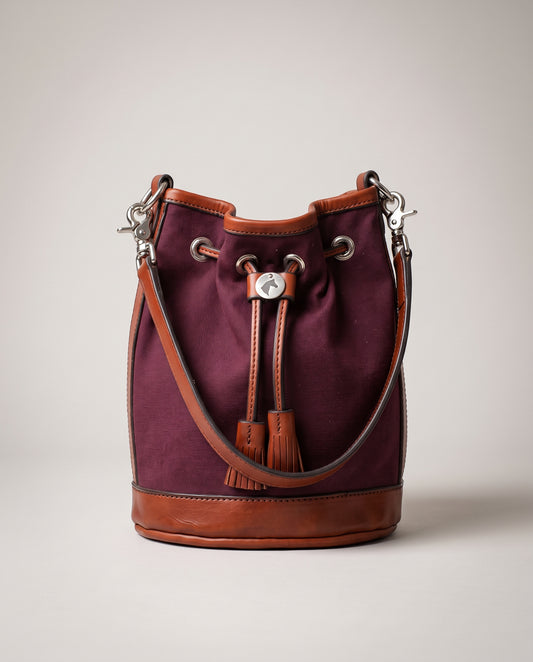 Molly Bag in Canvas Duck - Burgundy & Chestnut
