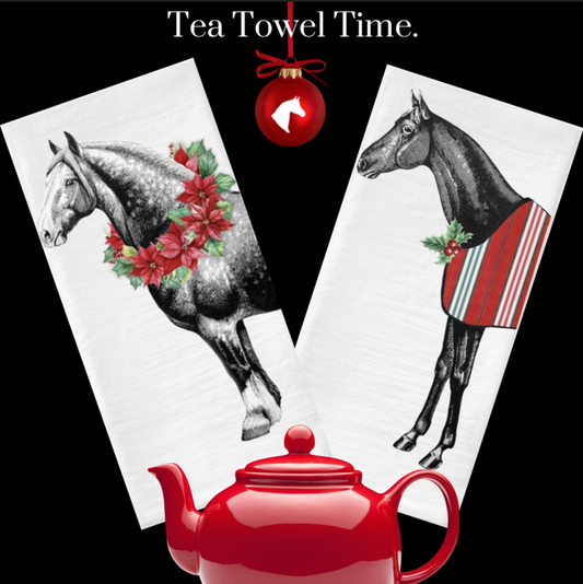 Holiday Horses Tea Towel - Set of 2