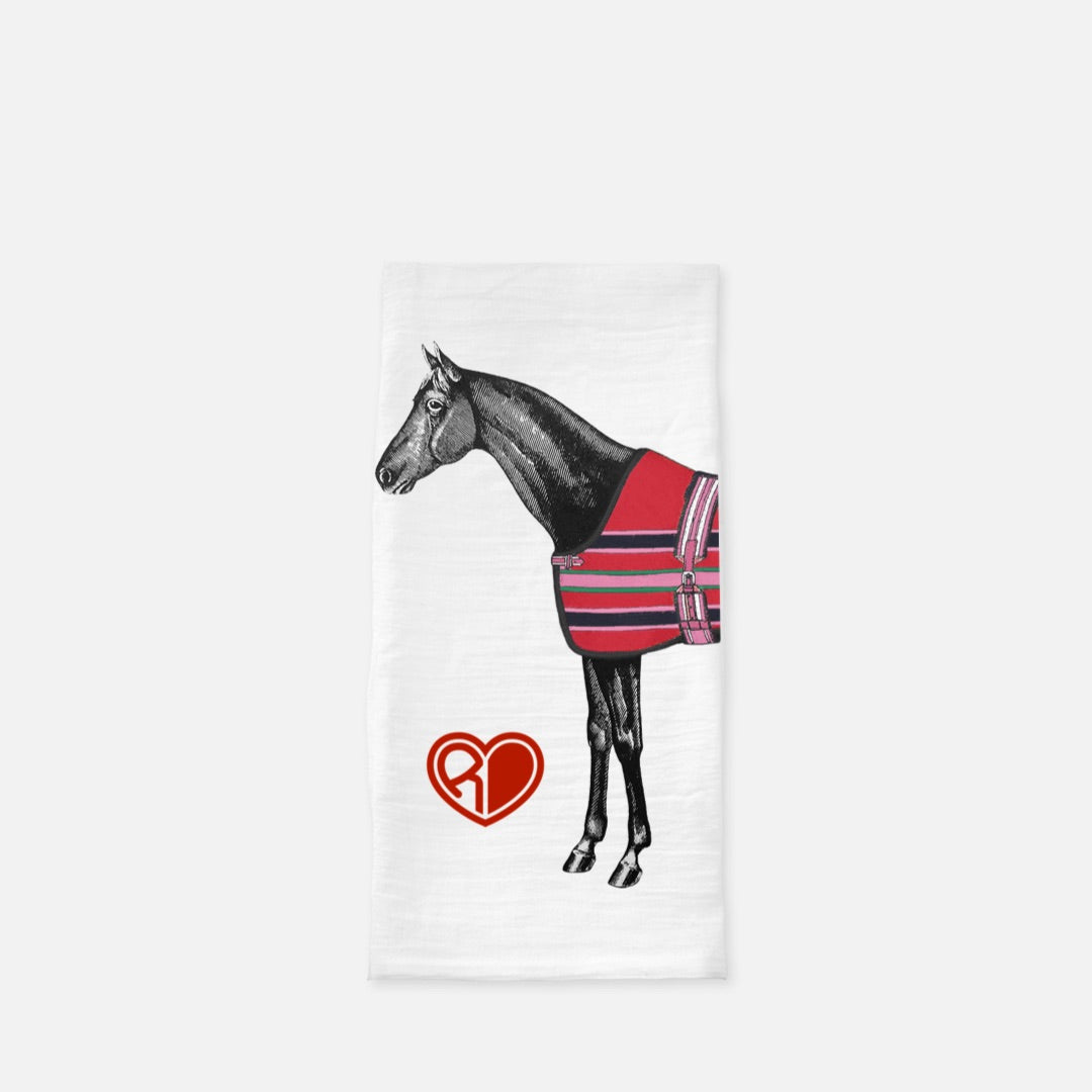 The Style of the Sporting Life™ Personalized Lilly Horse Valentine's Tea Towel - Set of 2