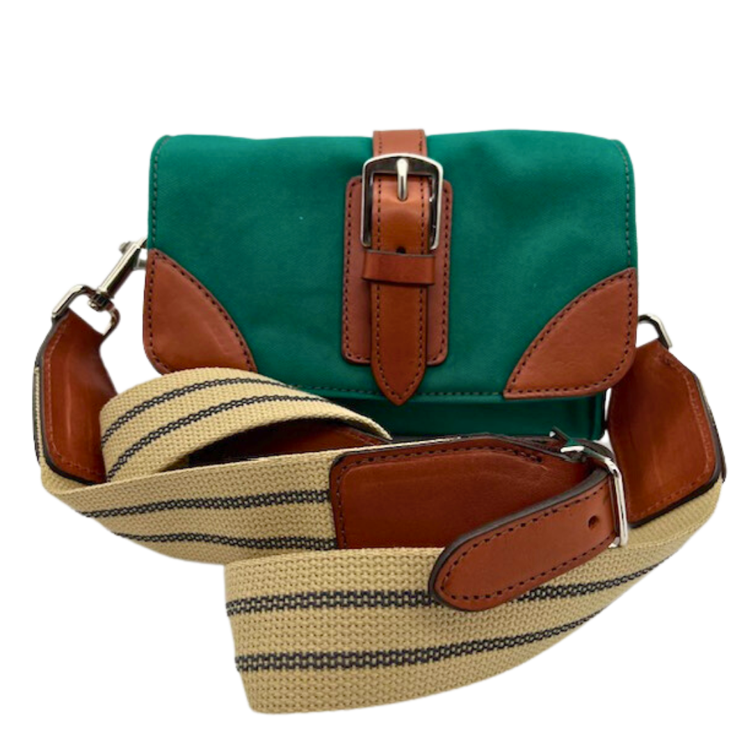 Racing Crossbody Bag in Kelly Green and Chestnut