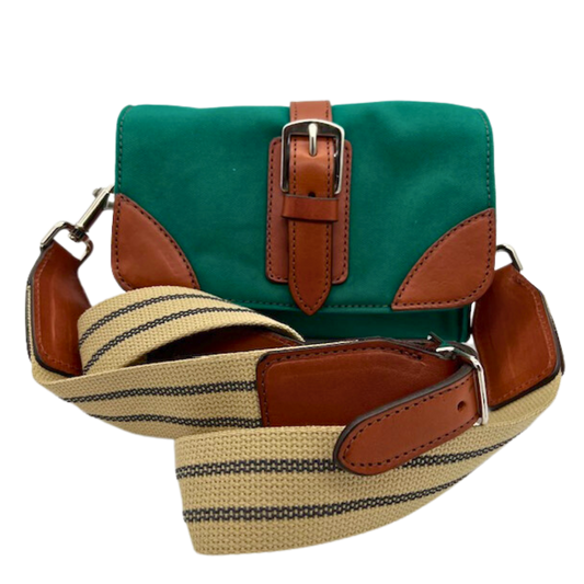 Racing Crossbody Bag in Kelly Green and Chestnut