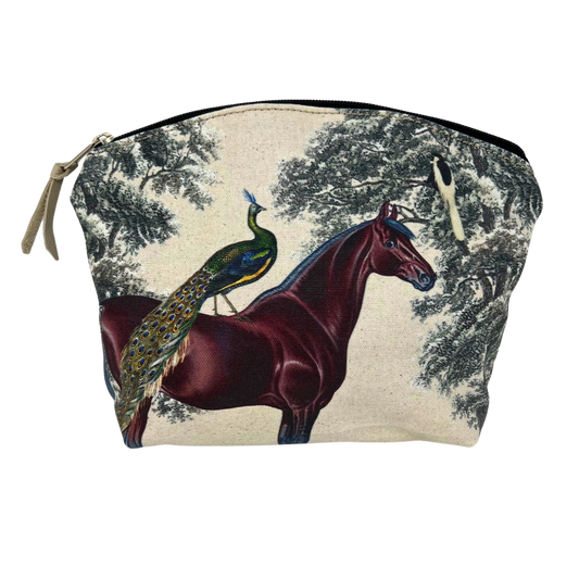 Bay Peacock Canvas Oversized Cosmetic Pouch