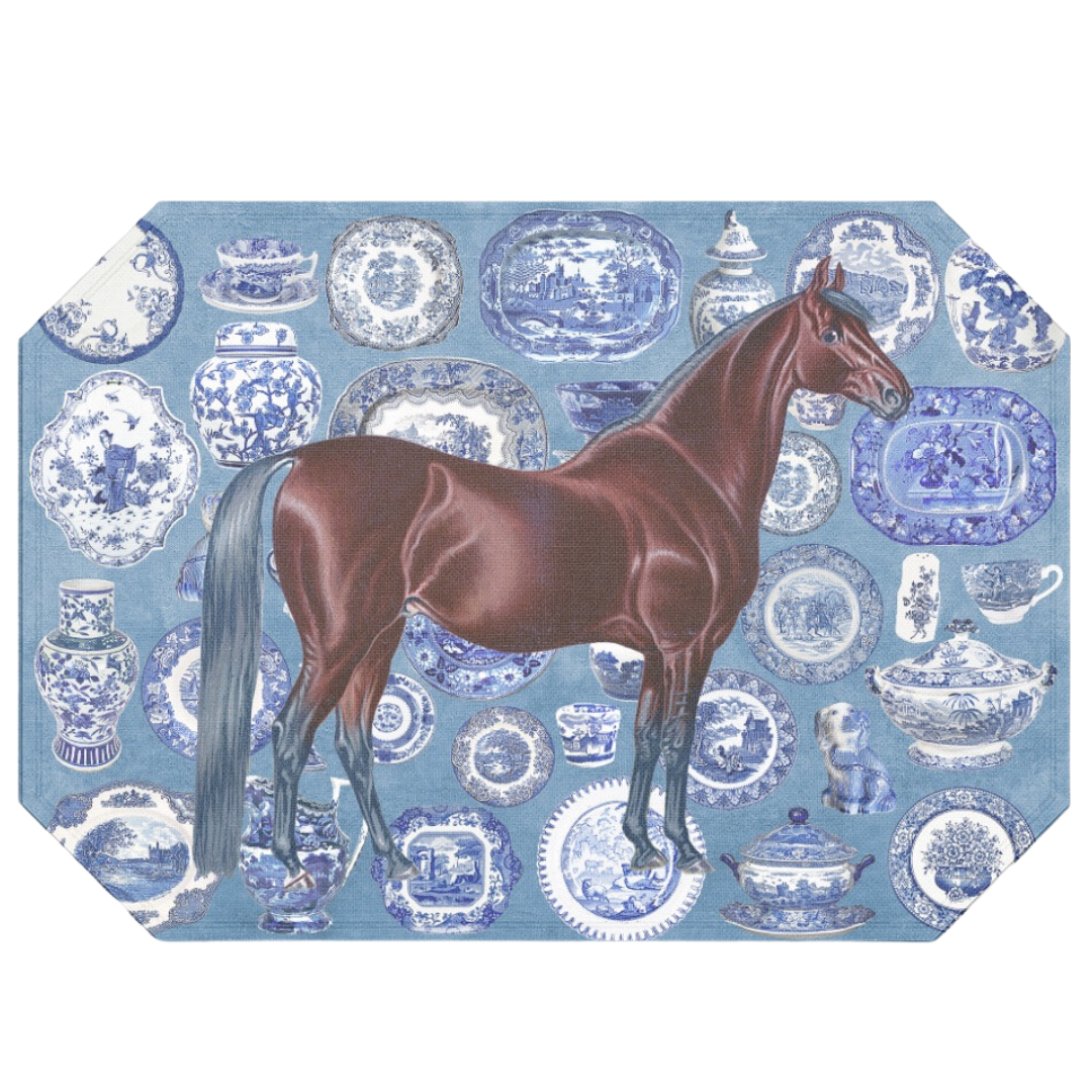The Style of the Sporting Life™ Chinoiserie Bay Horse Placemat- set of 4