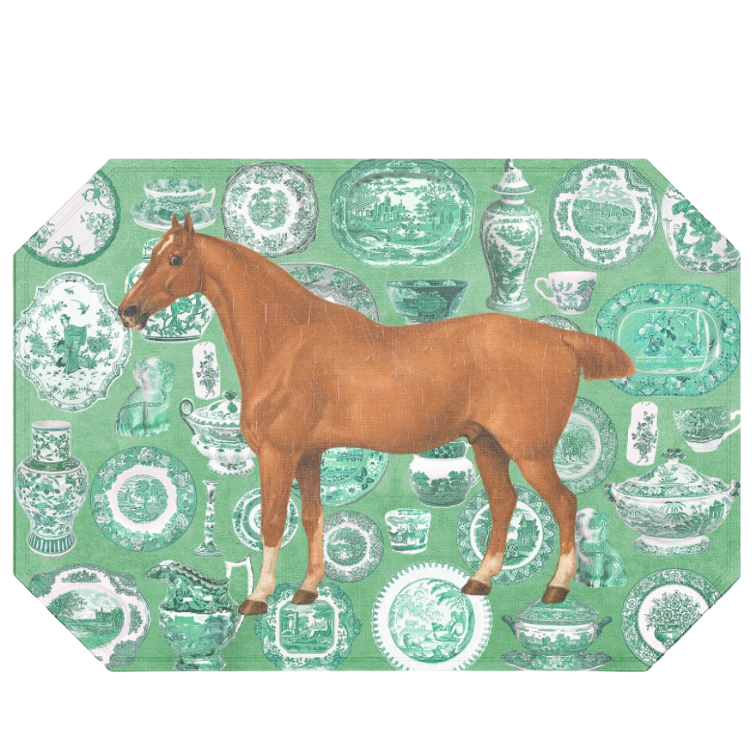 The Style of the Sporting Life™ Chinoiserie Chestnut Horse Placemat- set of 4