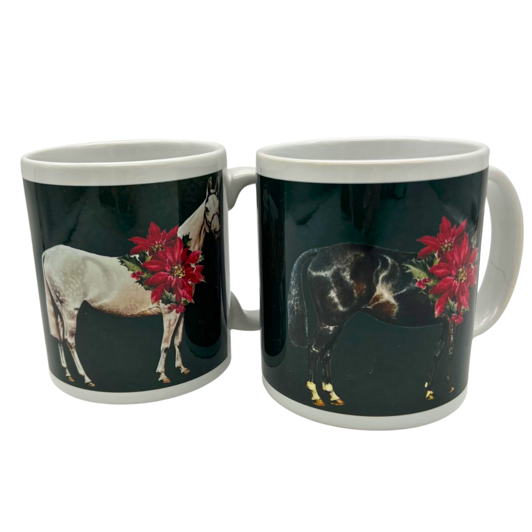 Poinsettia Horses Mug Set