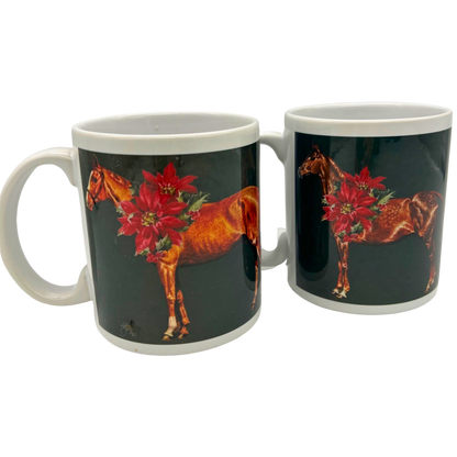 Poinsettia Horses Mug Set