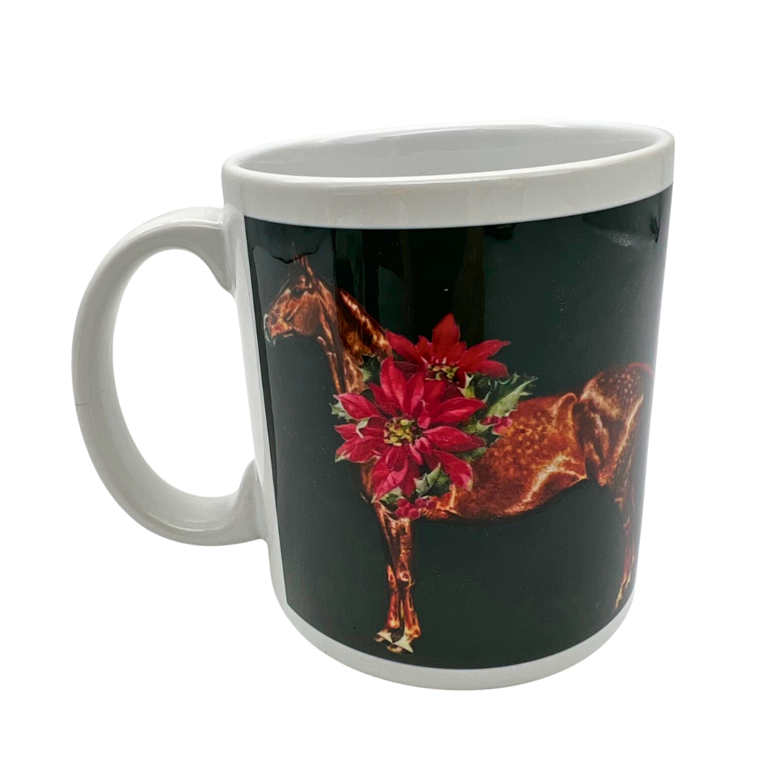 Poinsettia Horses Mug - set of 4