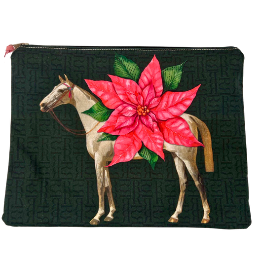 Pink Poinsettia Flower Large Pouch
