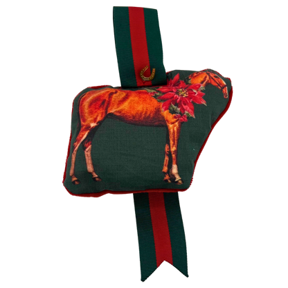 The Style of the Sporting Life™ Poinsettia Chestnut Horse Ornament - Limited Edition