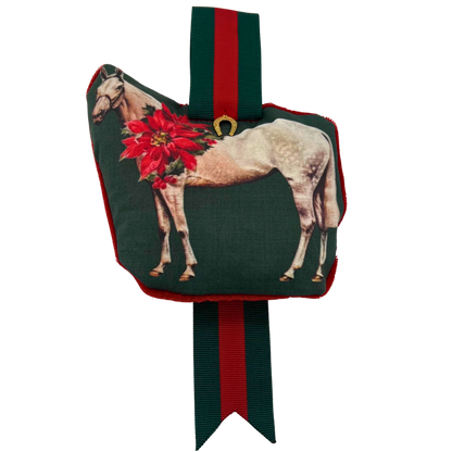 The Style of the Sporting Life™ Poinsettia Grey Horse Ornament - Limited Edition